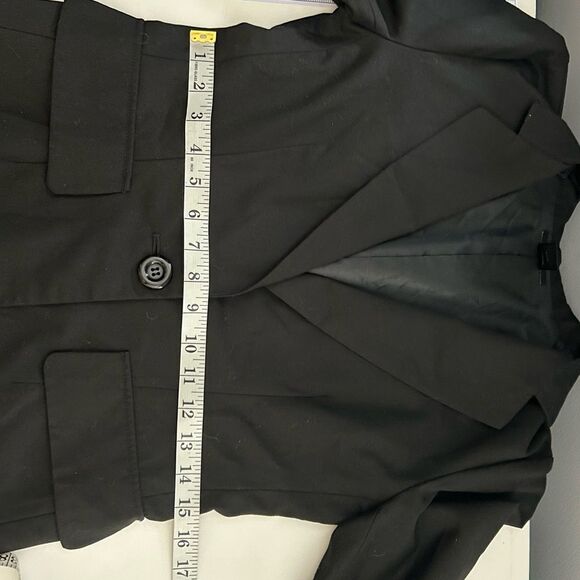 Aqua Womens Black 3/4 Sleeve Blazer Single Button Wool Blend Jacket Size Small - Picture 8 of 11